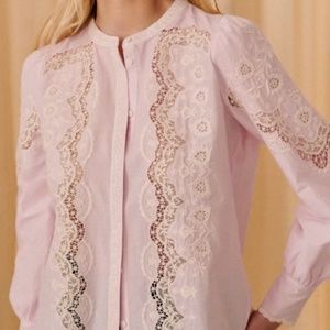 Sezane Honey Shirt Size 36 Ecru Pink